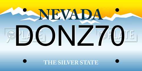 DONZ70 Nevada License Plate