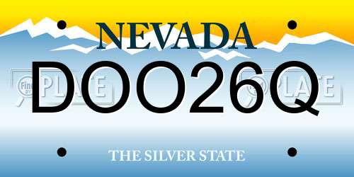 DOO26Q Nevada License Plate