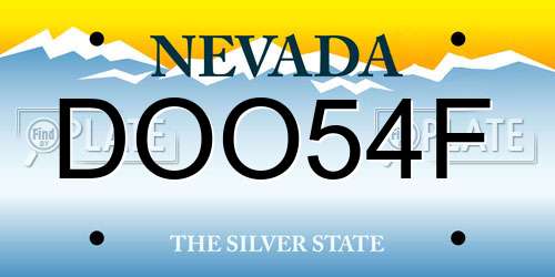 DOO54F Nevada License Plate