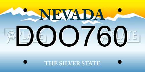 DOO760 Nevada License Plate