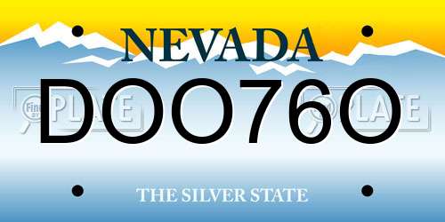DOO76O Nevada License Plate