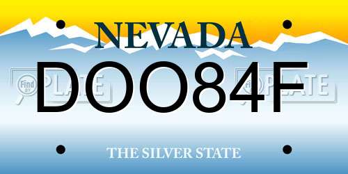 DOO84F Nevada License Plate