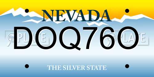 DOQ76O Nevada License Plate