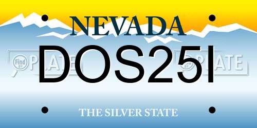 DOS25I Nevada License Plate