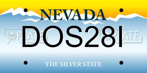 DOS28I Nevada License Plate