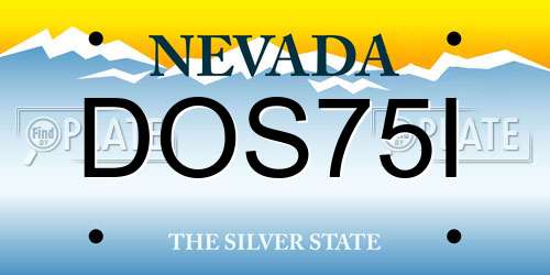 DOS75I Nevada License Plate