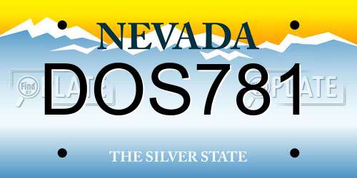 DOS781 Nevada License Plate