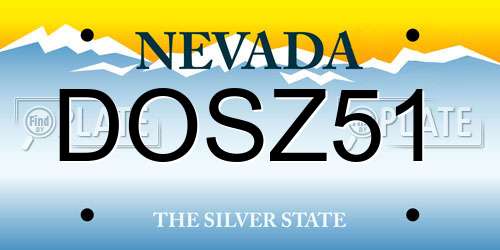 DOSZ51 Nevada License Plate