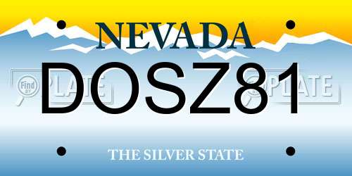 DOSZ81 Nevada License Plate
