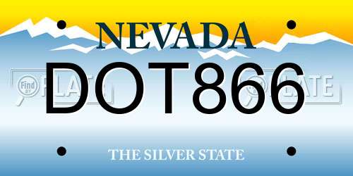 DOT866 Nevada License Plate