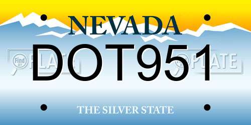 DOT951 Nevada License Plate