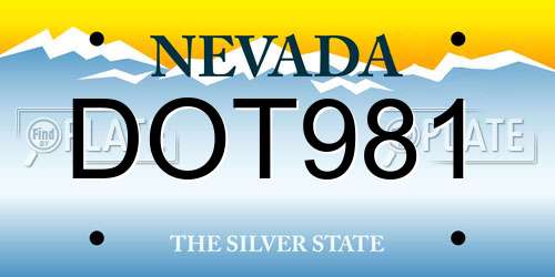 DOT981 Nevada License Plate