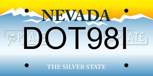 DOT98I Nevada License Plate