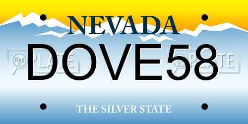 DOVE58 Nevada License Plate