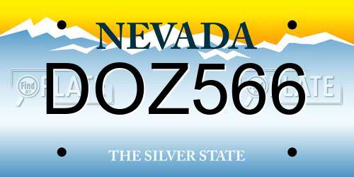 DOZ566 Nevada License Plate