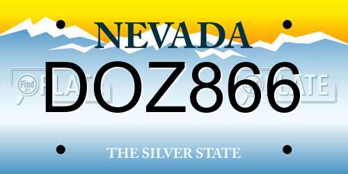 DOZ866 Nevada License Plate