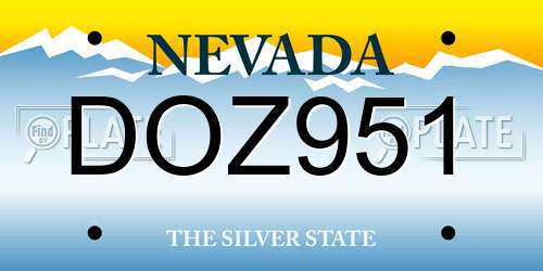 DOZ951 Nevada License Plate