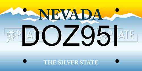 DOZ95I Nevada License Plate