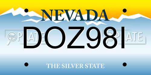 DOZ98I Nevada License Plate