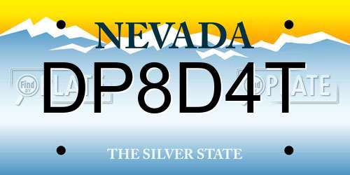 DP8D4T Nevada License Plate