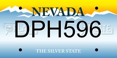 DPH596 Nevada License Plate