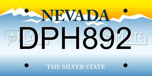 DPH892 Nevada License Plate