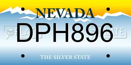 DPH896 Nevada License Plate