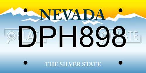 DPH898 Nevada License Plate