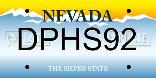 DPHS92 Nevada License Plate