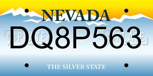 DQ8P563 Nevada License Plate