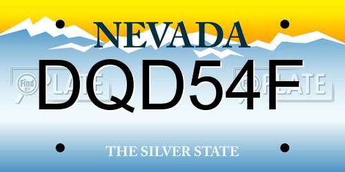 DQD54F Nevada License Plate