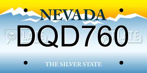 DQD760 Nevada License Plate