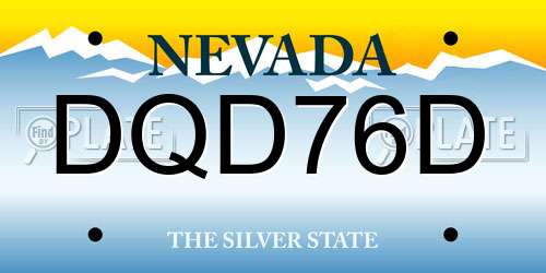 DQD76D Nevada License Plate