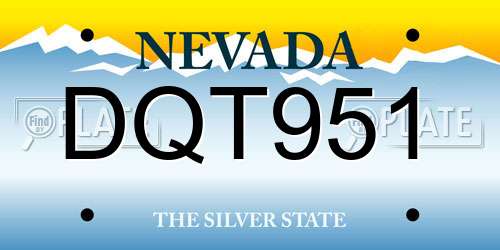 DQT951 Nevada License Plate