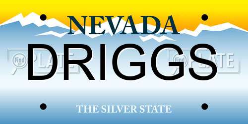DRIGGS Nevada License Plate