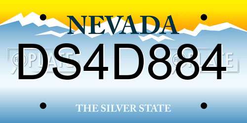 DS4D884 Nevada License Plate