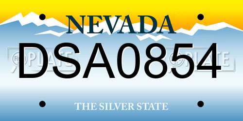 DSA0854 Nevada License Plate