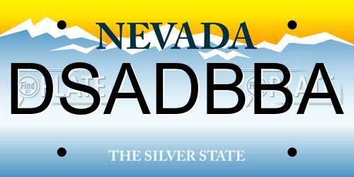 DSADBBA Nevada License Plate