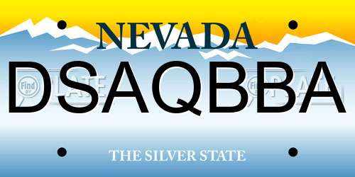 DSAQBBA Nevada License Plate