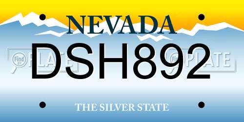 DSH892 Nevada License Plate