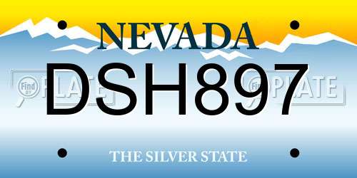 DSH897 Nevada License Plate