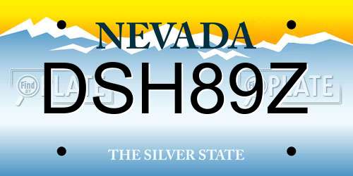 DSH89Z Nevada License Plate