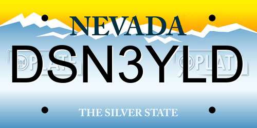 DSN3YLD Nevada License Plate