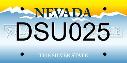 DSU025 Nevada License Plate
