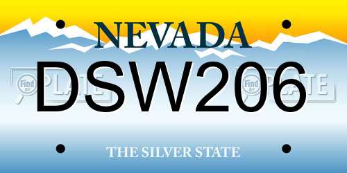 DSW206 Nevada License Plate