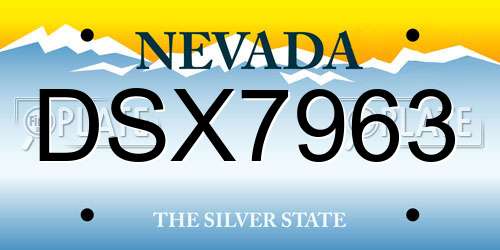 DSX7963 Nevada License Plate