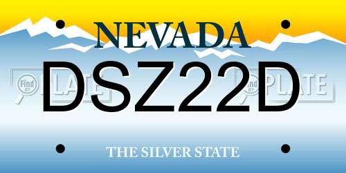 DSZ22D Nevada License Plate