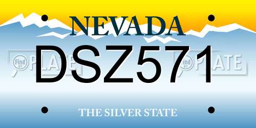 DSZ571 Nevada License Plate