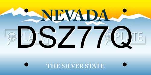 DSZ77Q Nevada License Plate