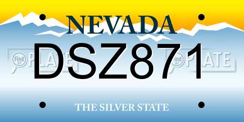 DSZ871 Nevada License Plate